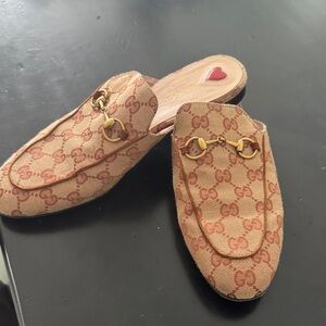 Gucci Brown Monogram Mules logo 39.5 sold out Princeton